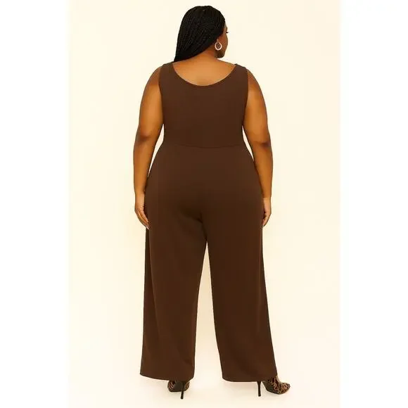 Jill Alexander Chocolate Brown Plus Size Jumpsuit – Sizes 1X–3X - Picture 2 of 10